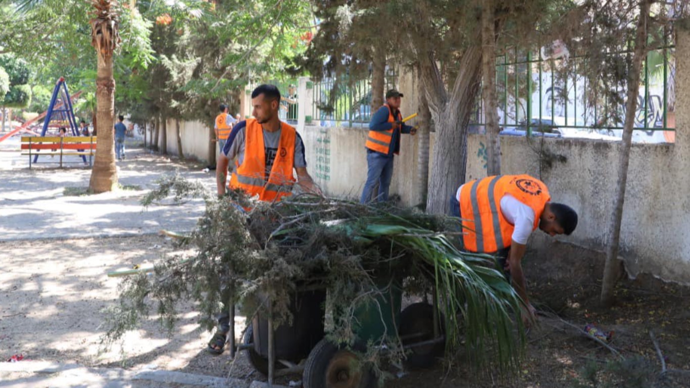 تهذيب وتقليم الأشجار في متنزه البريج